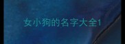 女小狗的名字大全