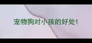 宠物狗对小孩的好处