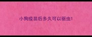 小狗疫苗后多久可以驱虫