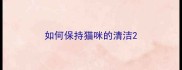 如何保持猫咪的清洁