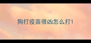 狗打疫苗很凶怎么打