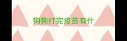 狗狗打完疫苗有什