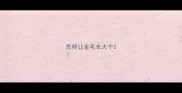 怎样让金毛长大个