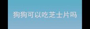 狗狗可以吃芝士片吗