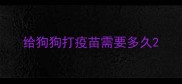 给狗狗打疫苗需要多久