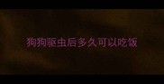 狗狗驱虫后多久可以吃饭
