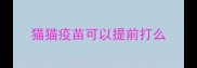 猫猫疫苗可以提前打么