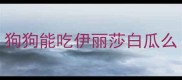 狗狗能吃伊丽莎白瓜么