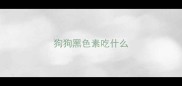 狗狗黑色素吃什么