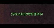 宠物法规宠物管理条例