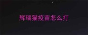 辉瑞猫疫苗怎么打