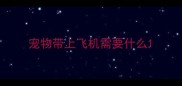 宠物带上飞机需要什么